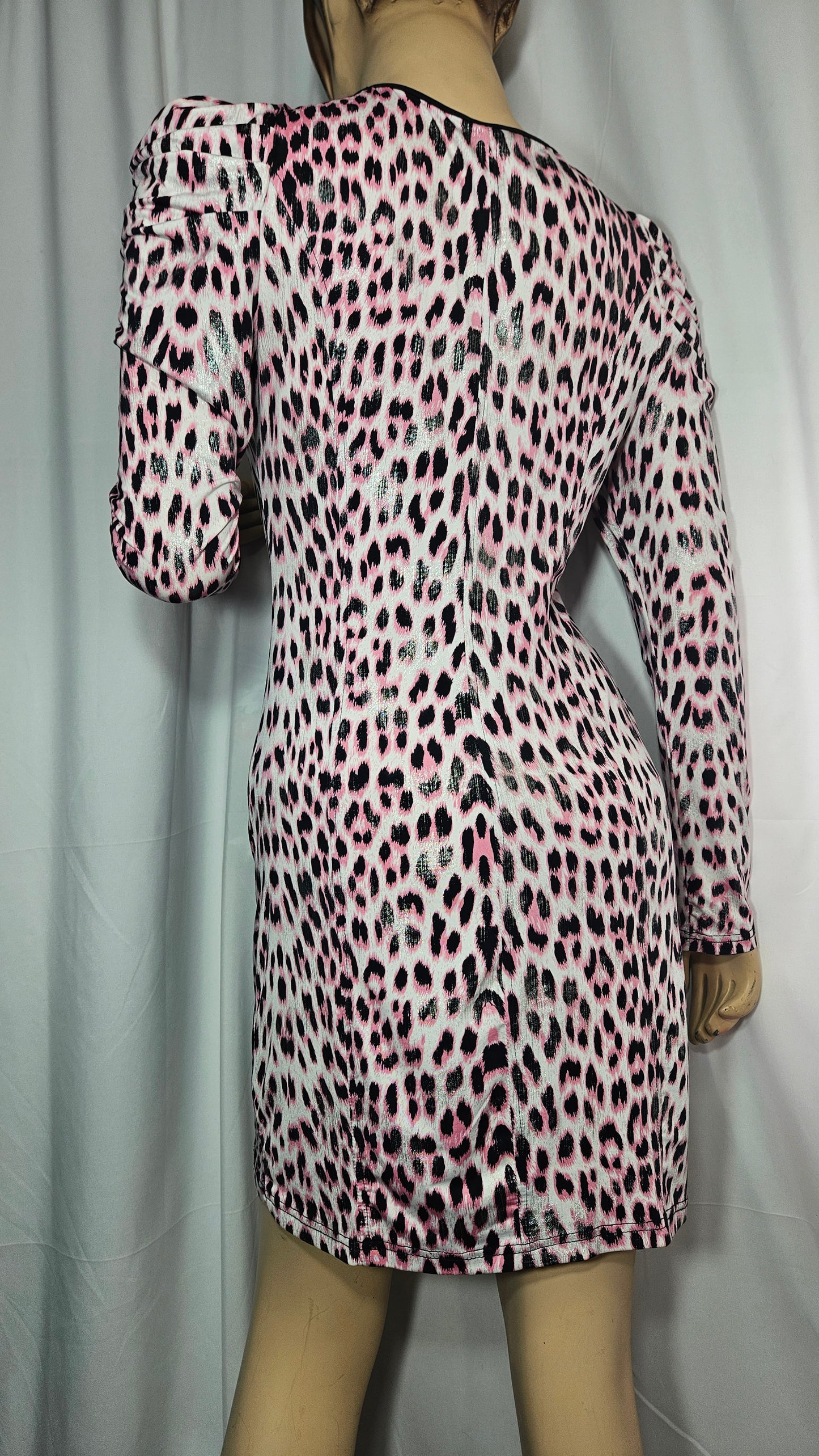 Pink & Black Animal Print mini Dress- Preloved Dress Size L