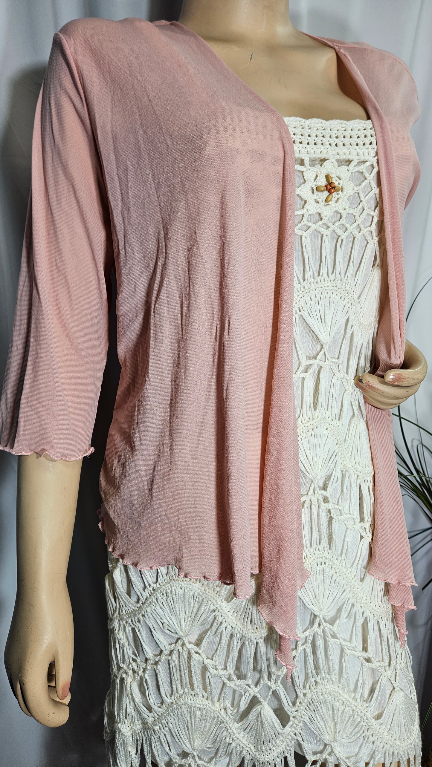 3/4 Sleeve pink mesh coat summer coat size 20