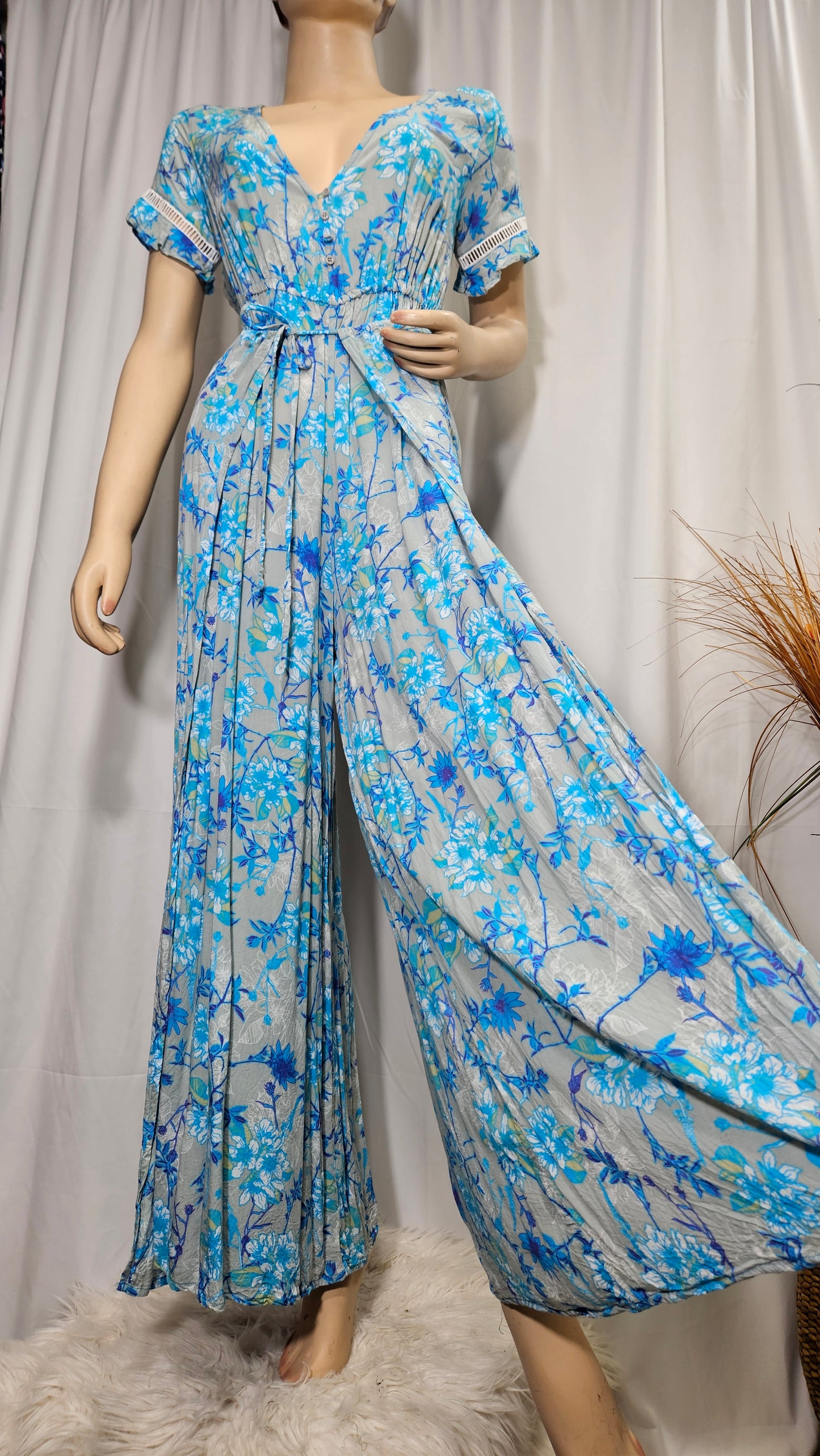 Wide leg floral Jumpsuit - buy Preloved bohemian Jumpsuit - used jumpsuit