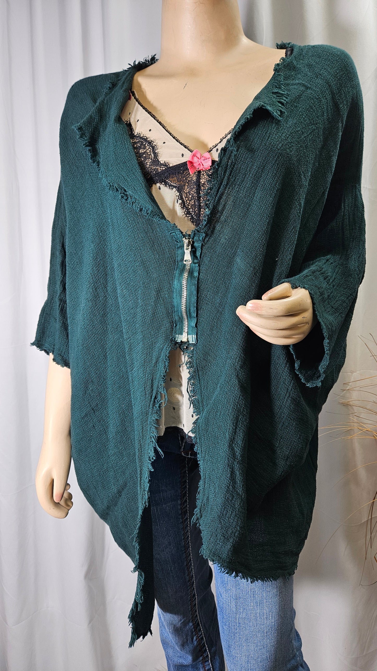 Italian Linen & cotton asymmetrical jacket second hand Coat