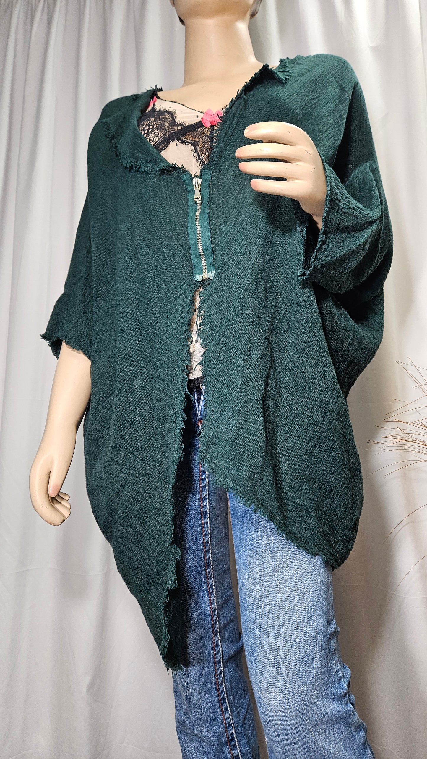 Italian Linen & cotton asymmetrical jacket second hand Coat