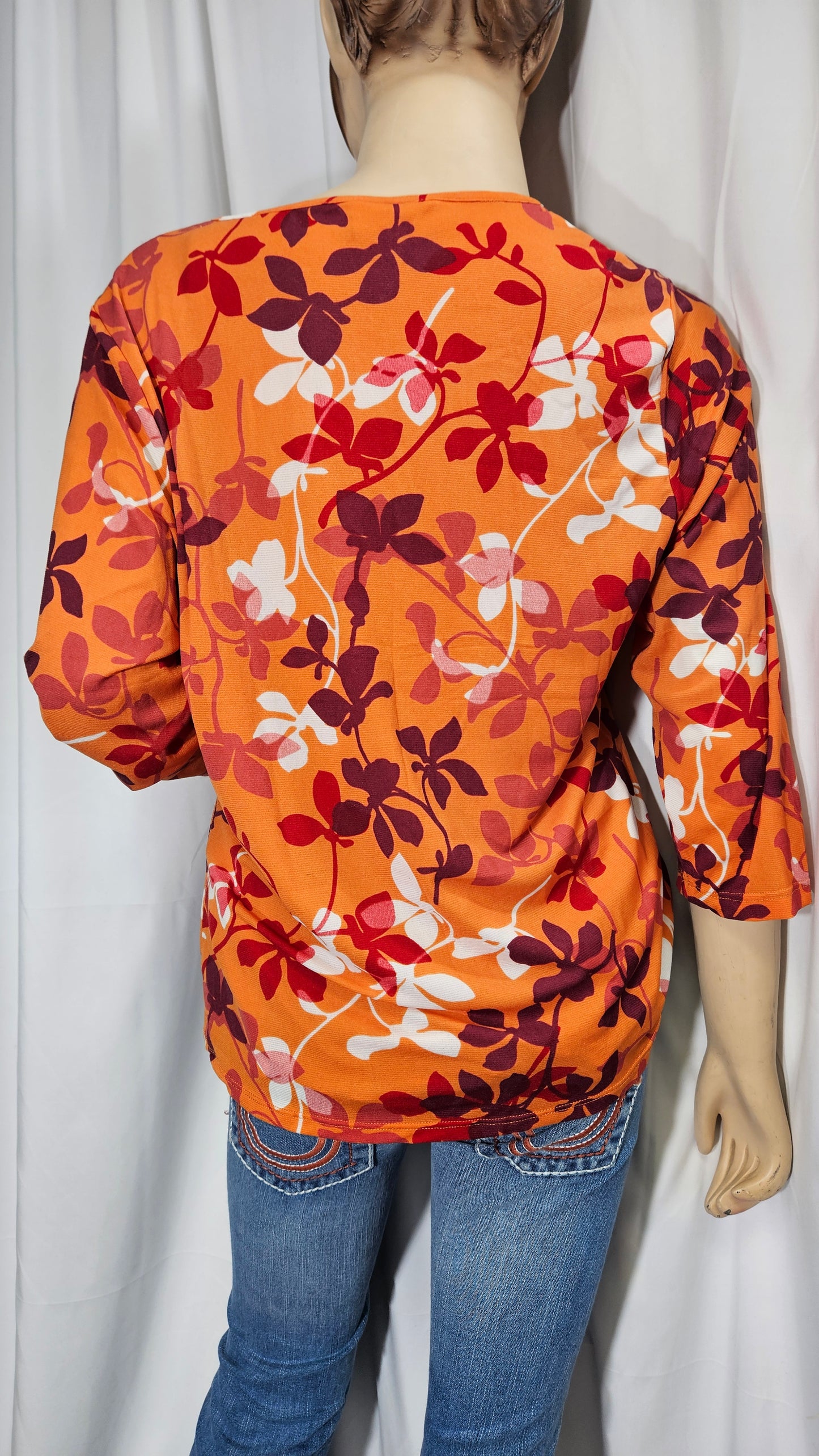 Floral Blouse - Second Hand 3/4 sleeve top - boho blouse