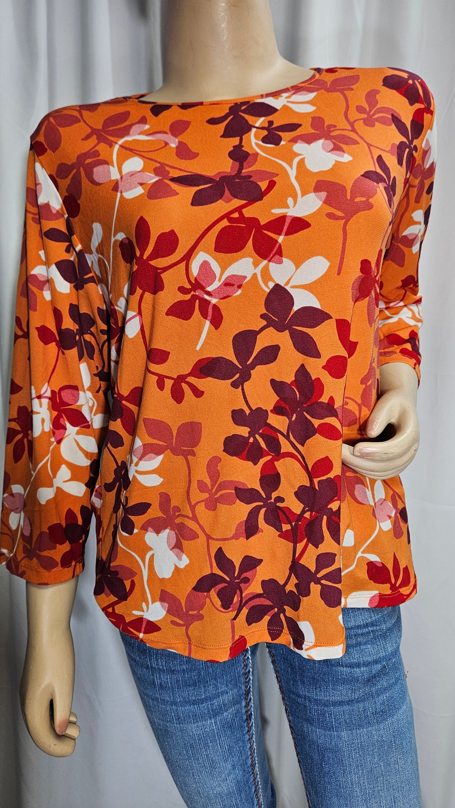 Floral Blouse - Second Hand 3/4 sleeve top - boho blouse