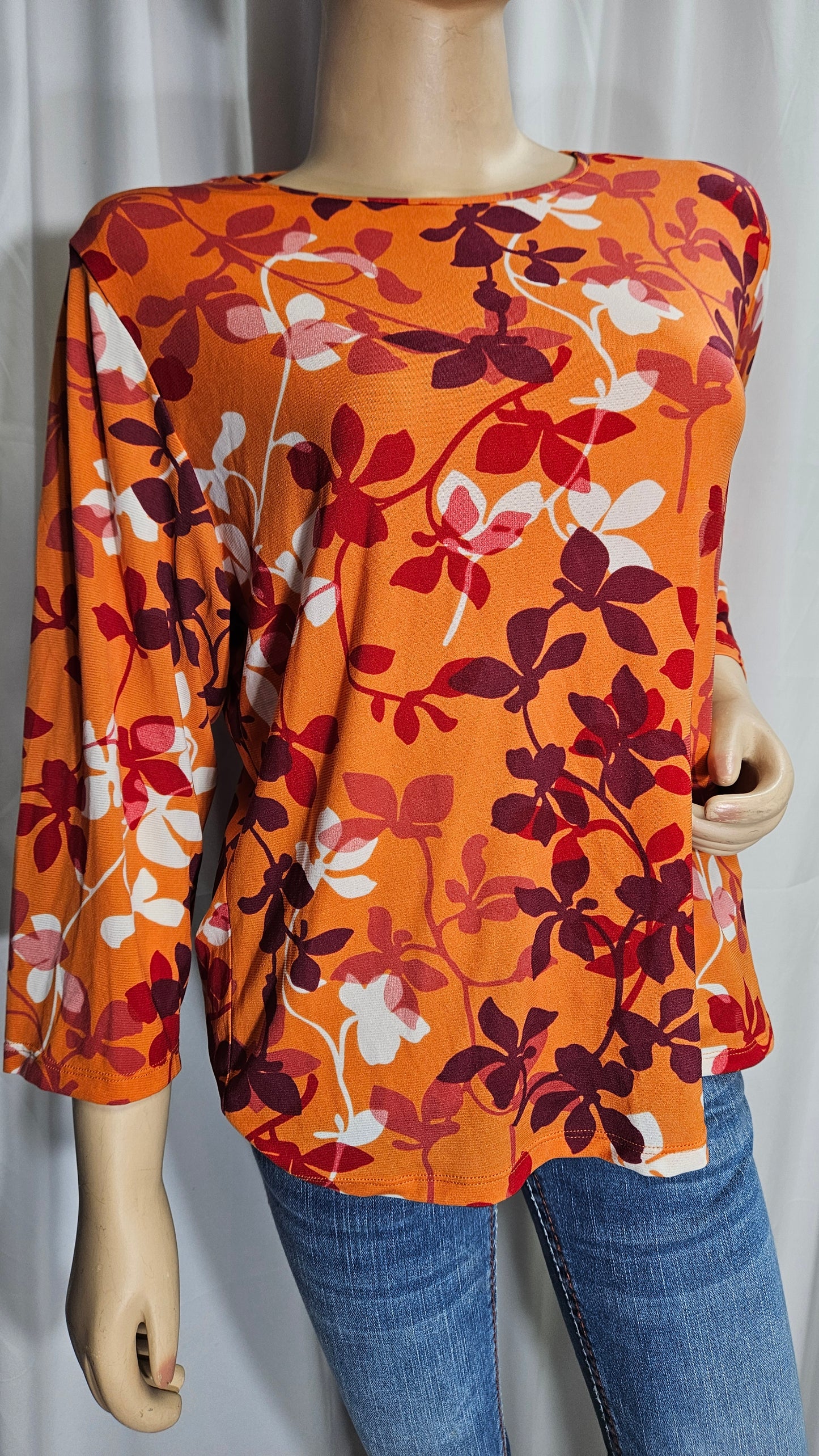 Floral Blouse - Second Hand 3/4 sleeve top - boho blouse