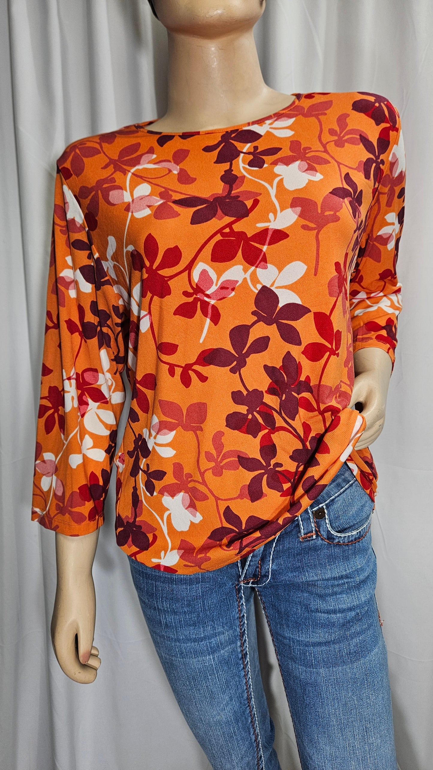 Floral Blouse - Second Hand 3/4 sleeve top - boho blouse