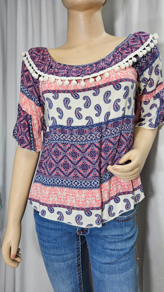 Blouse - Second Hand 3/4 sleeve top - boho blouse