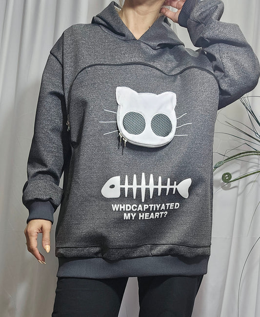 Paw Hoodie Cat Kangaroo Dog Pet Holder Long Sweatshirt Hoodie - Pullover