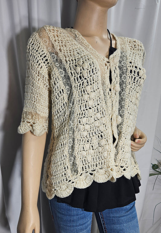 Crochet short sleeve Top - Cardigan bohemian Coat - Lace coat bolero