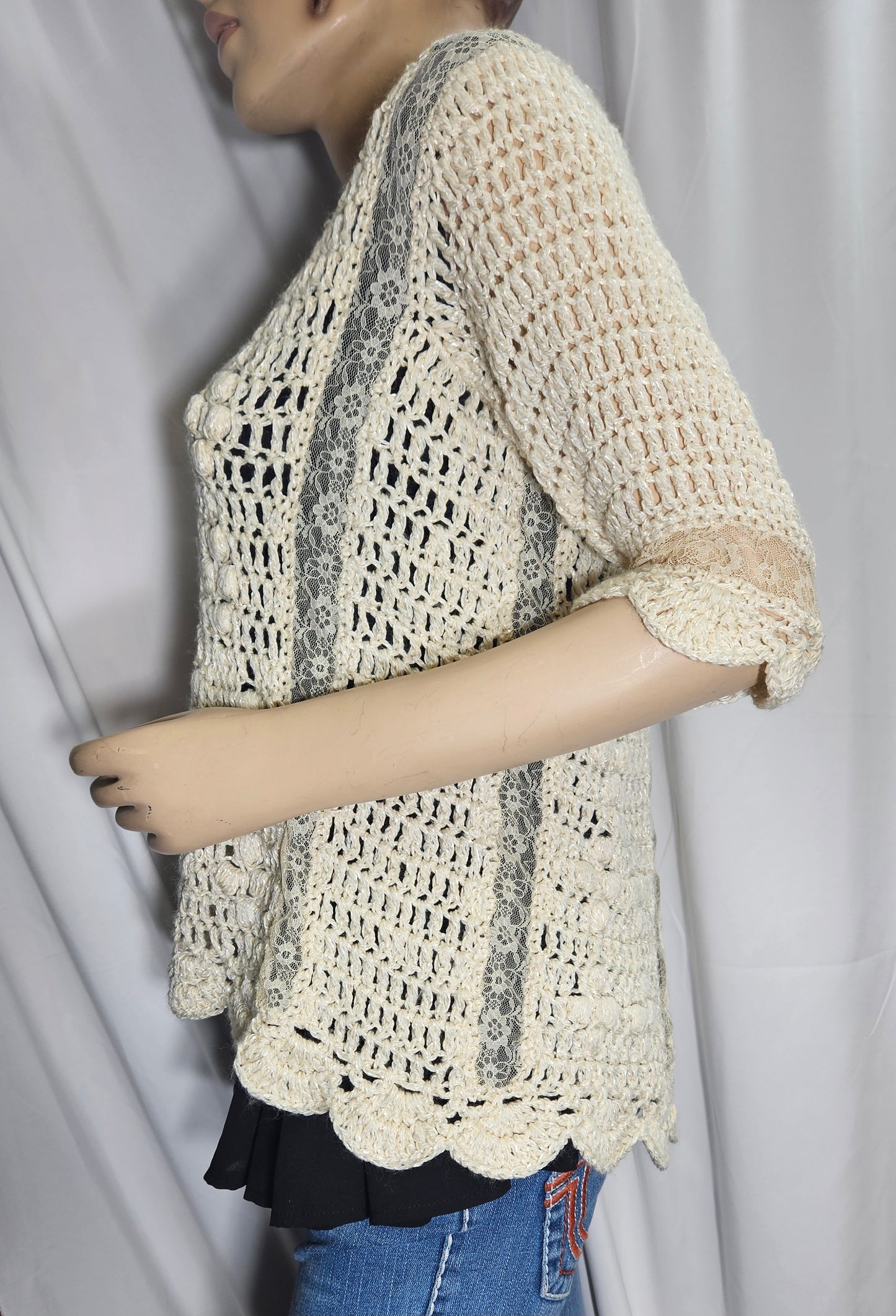 Crochet short sleeve Top - Cardigan bohemian Coat - Lace coat bolero