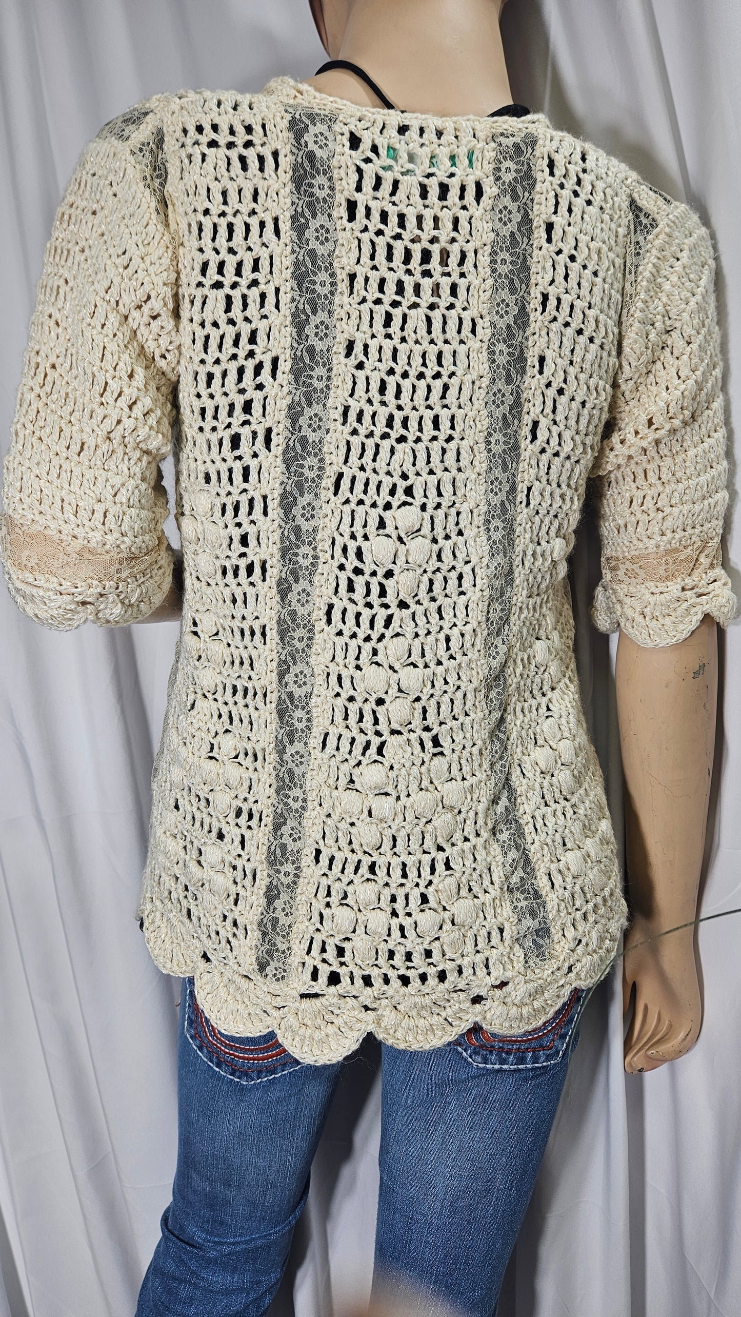 Crochet short sleeve Top - Cardigan bohemian Coat - Lace coat bolero