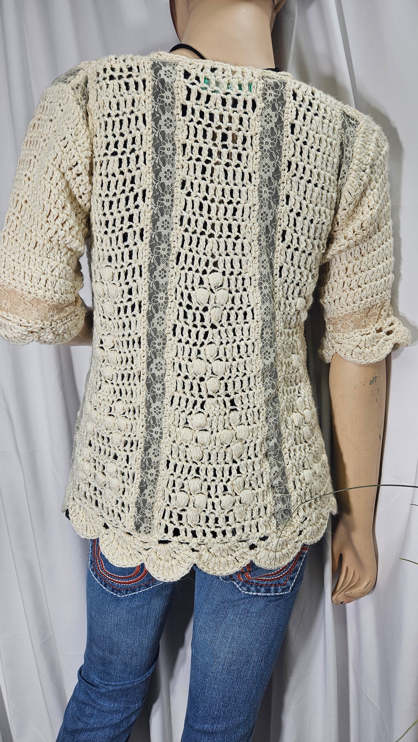 Crochet short sleeve Top - Cardigan bohemian Coat - Lace coat bolero