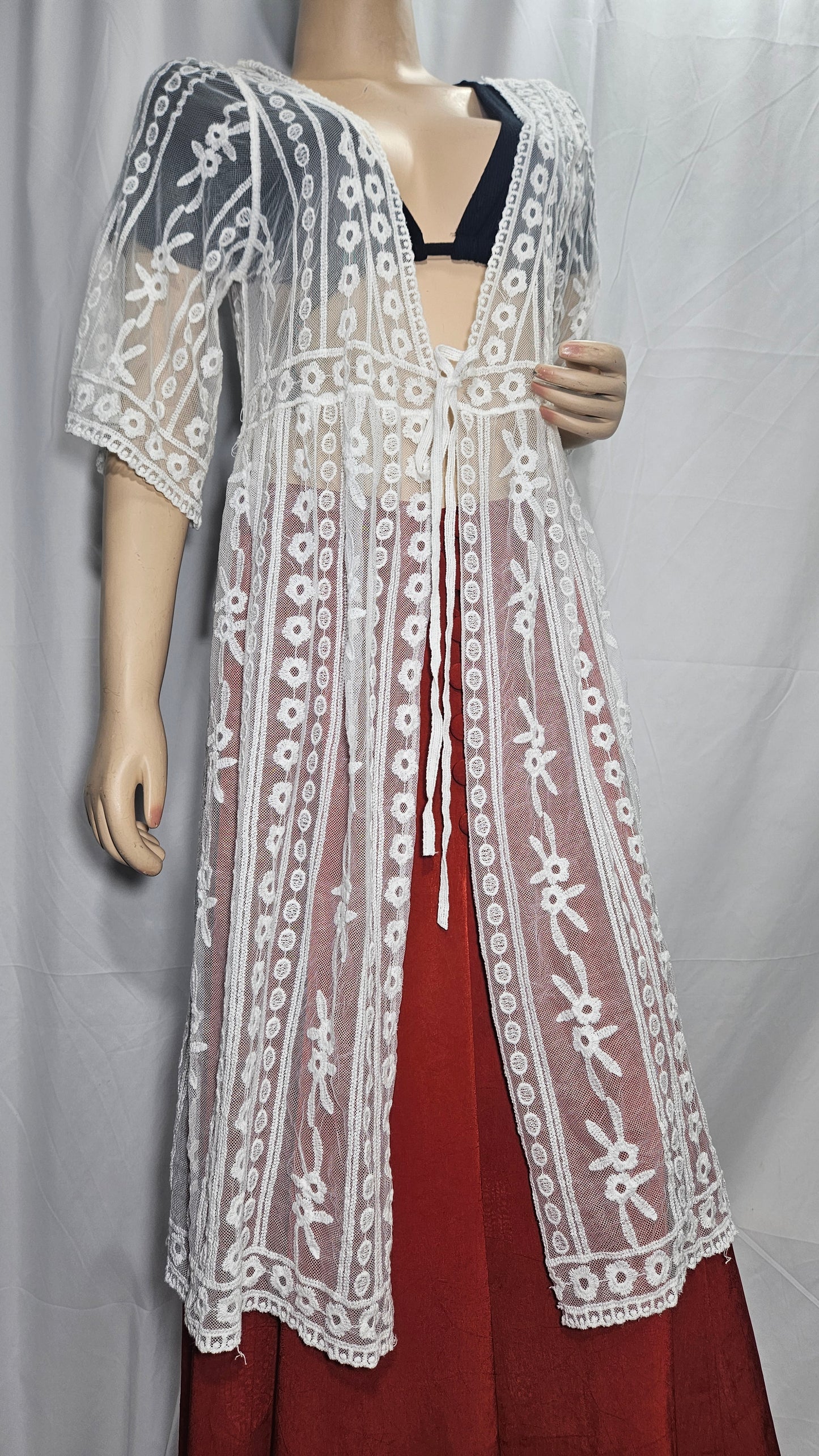 Lace Tunic bohemian See-through cover up -Lace tunic