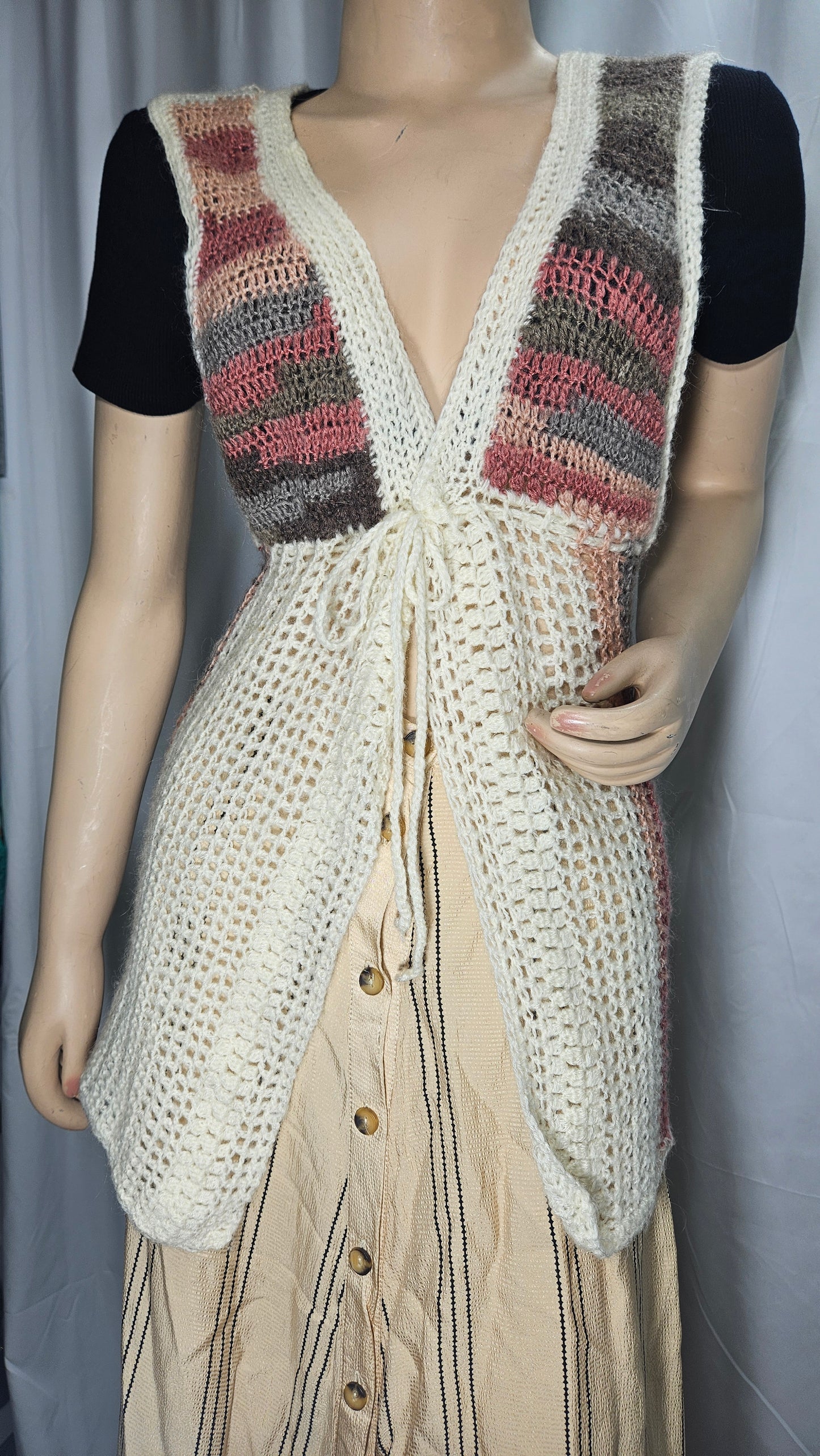 Vintage crochet Vest Boho style