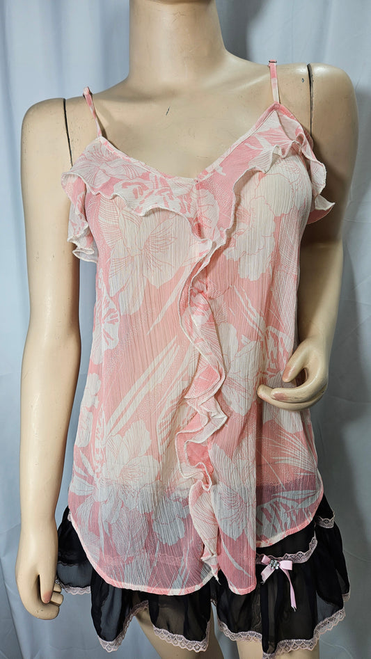 Billabong cami Top - See-throught top - Pink top Size 10