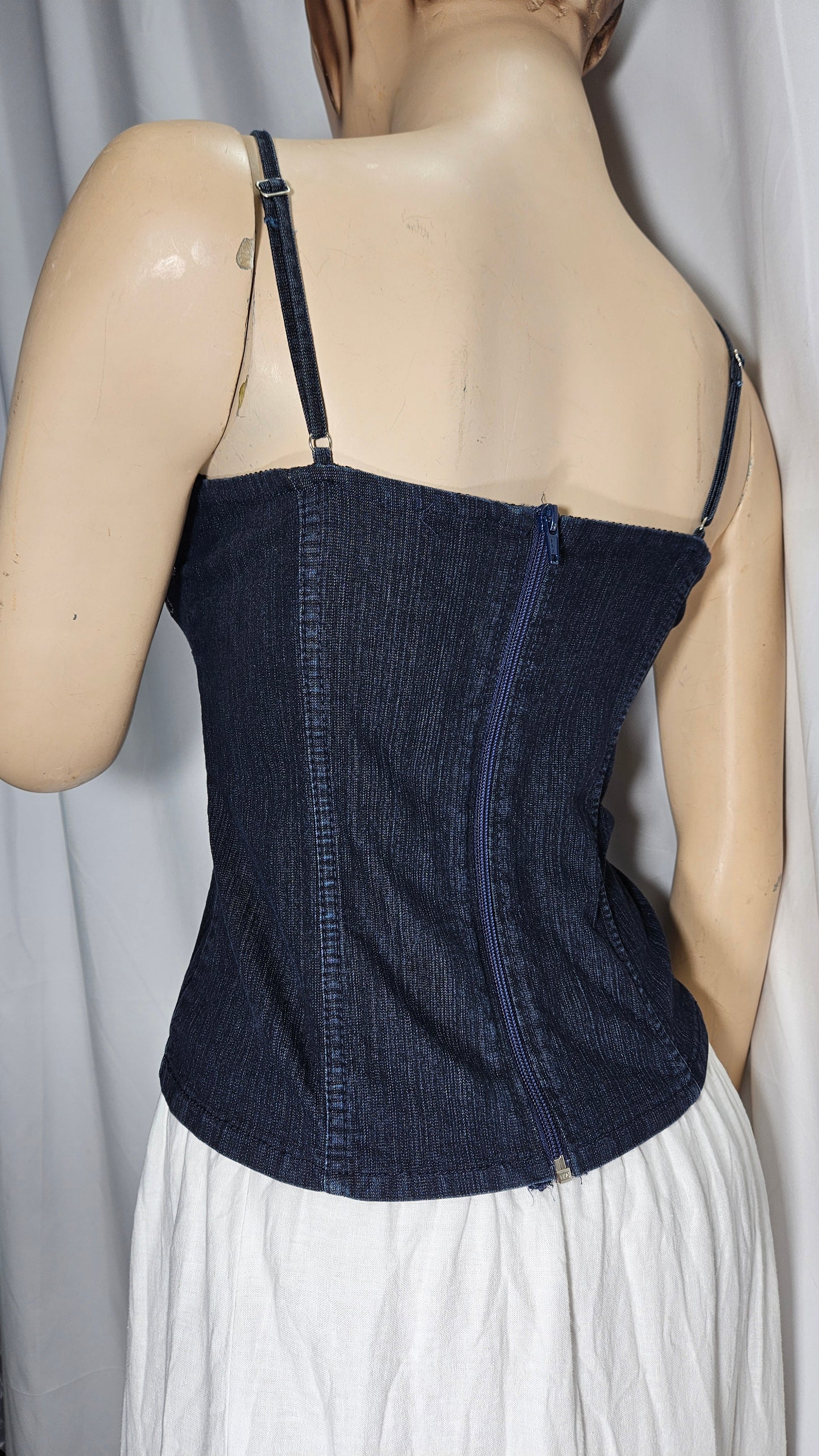 Vintage Cami denim Cami Top with flowers Details  Size L