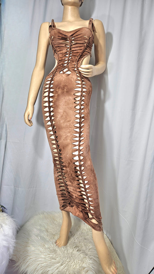 Lattice Cut Out Tie Shoulder Tie Dye Slinky Dress Maxi Dress - NWT Dress colorful dress