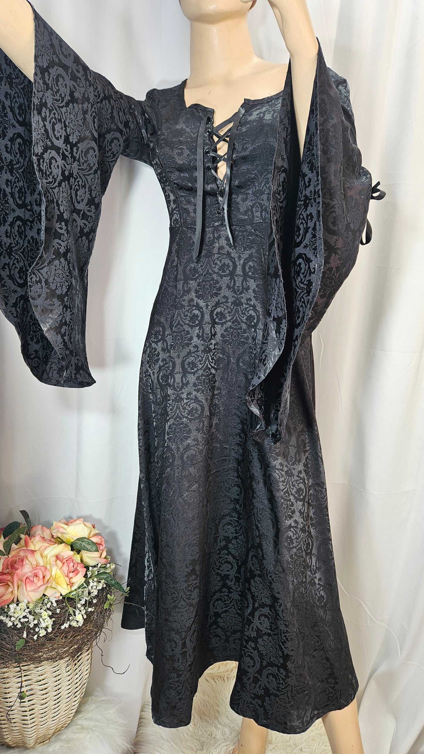 Gothic Dress Black Friday Long Bell Sleeve Preloved Dress