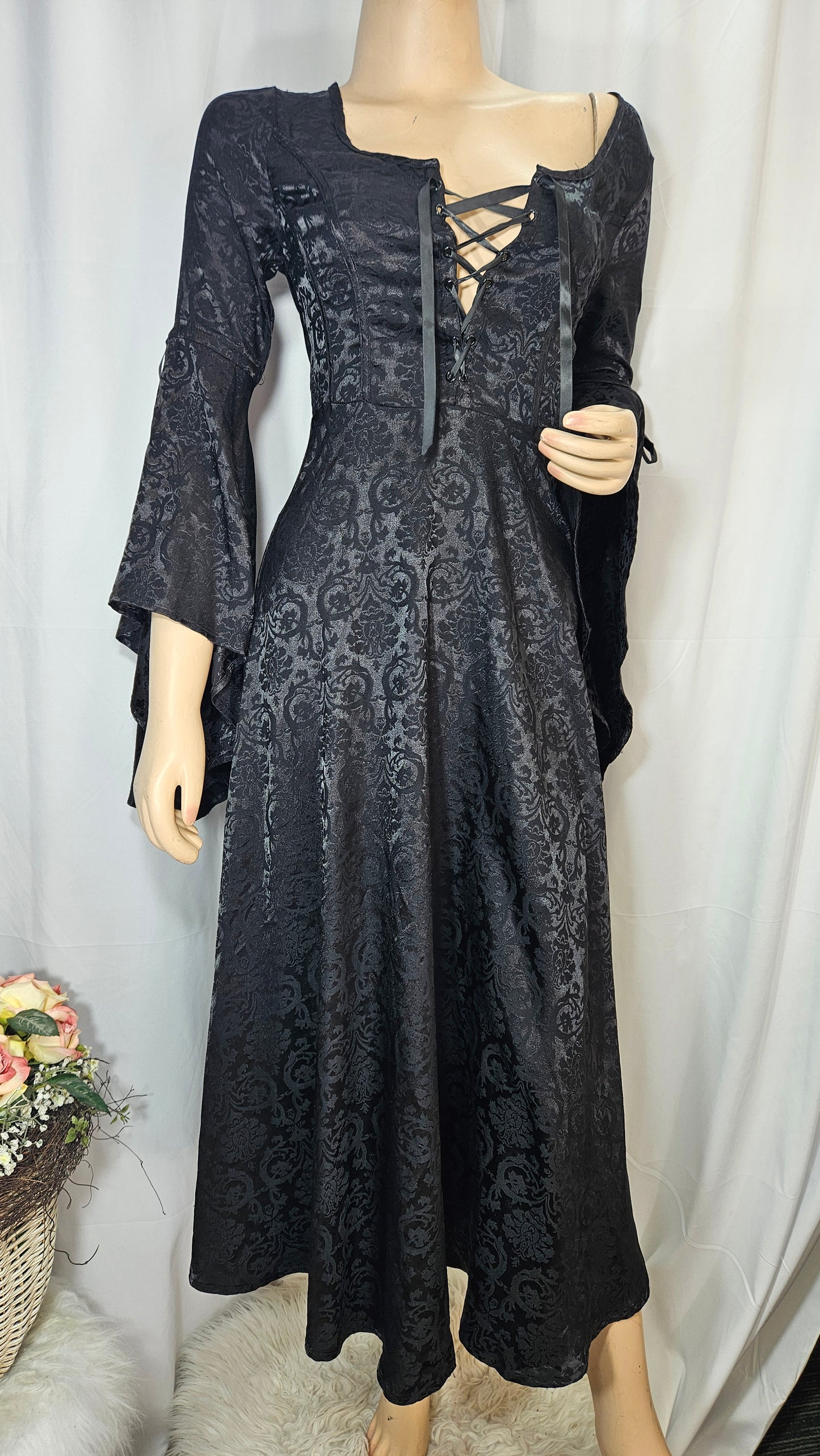 Gothic Dress Black Friday Long Bell Sleeve Preloved Dress