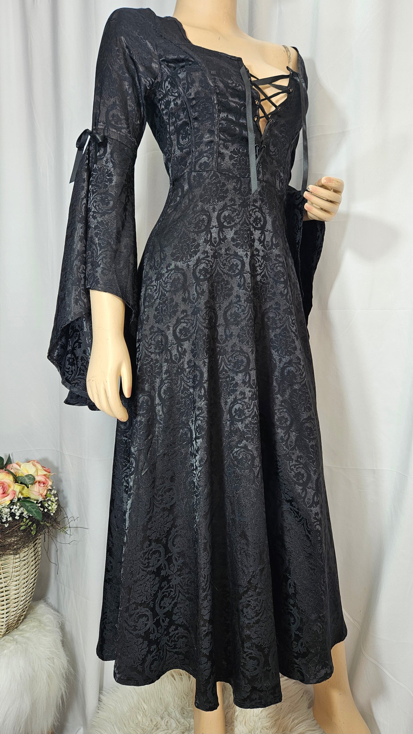 Gothic Dress Black Friday Long Bell Sleeve Preloved Dress