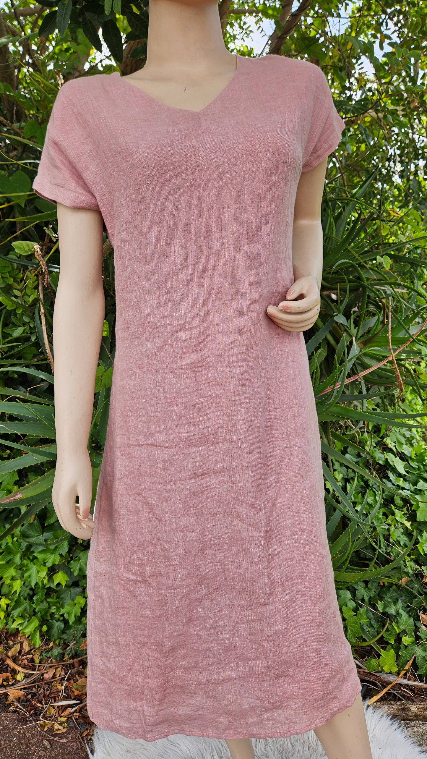 100% Linen Dress - Pink dress - Preloved Dress