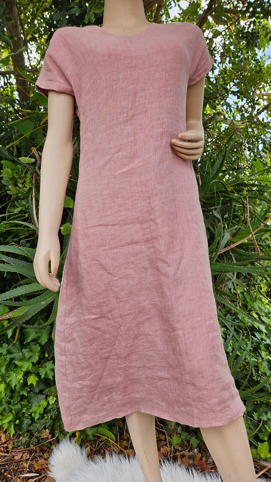 100% Linen Dress - Pink dress - Preloved Dress