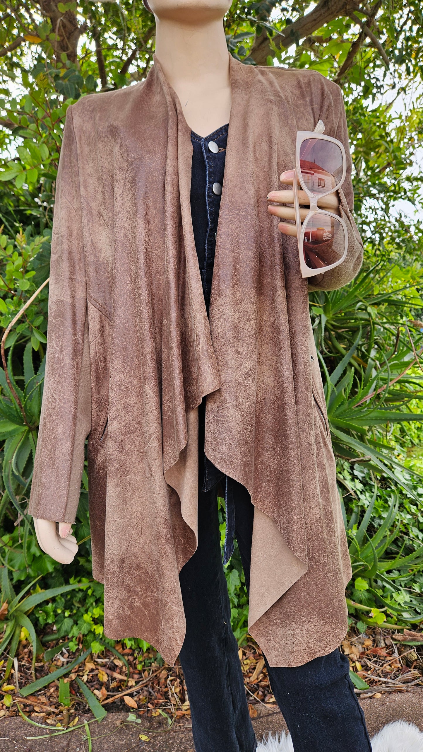 Soft Zara Tan Brown Faux Suede Cardigan Stylish jacket. Sz. XL 🧥