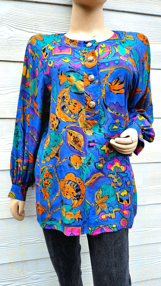 Bernard Perris Vintage Multicolored Blouse - Size 40