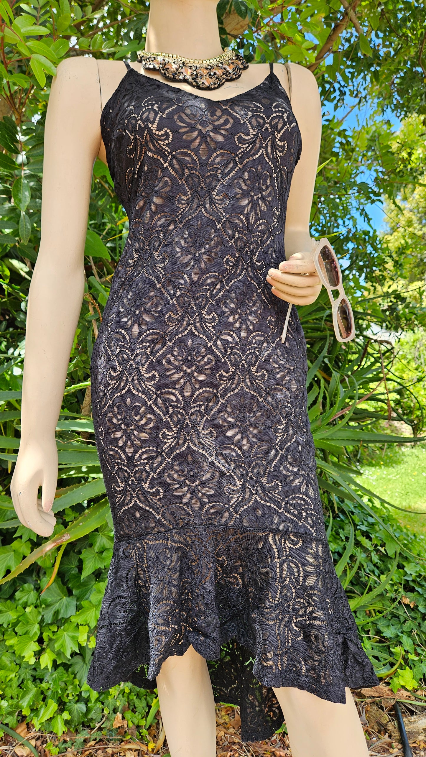 Lovely Guess black lace dress Preloved dress Black and nude