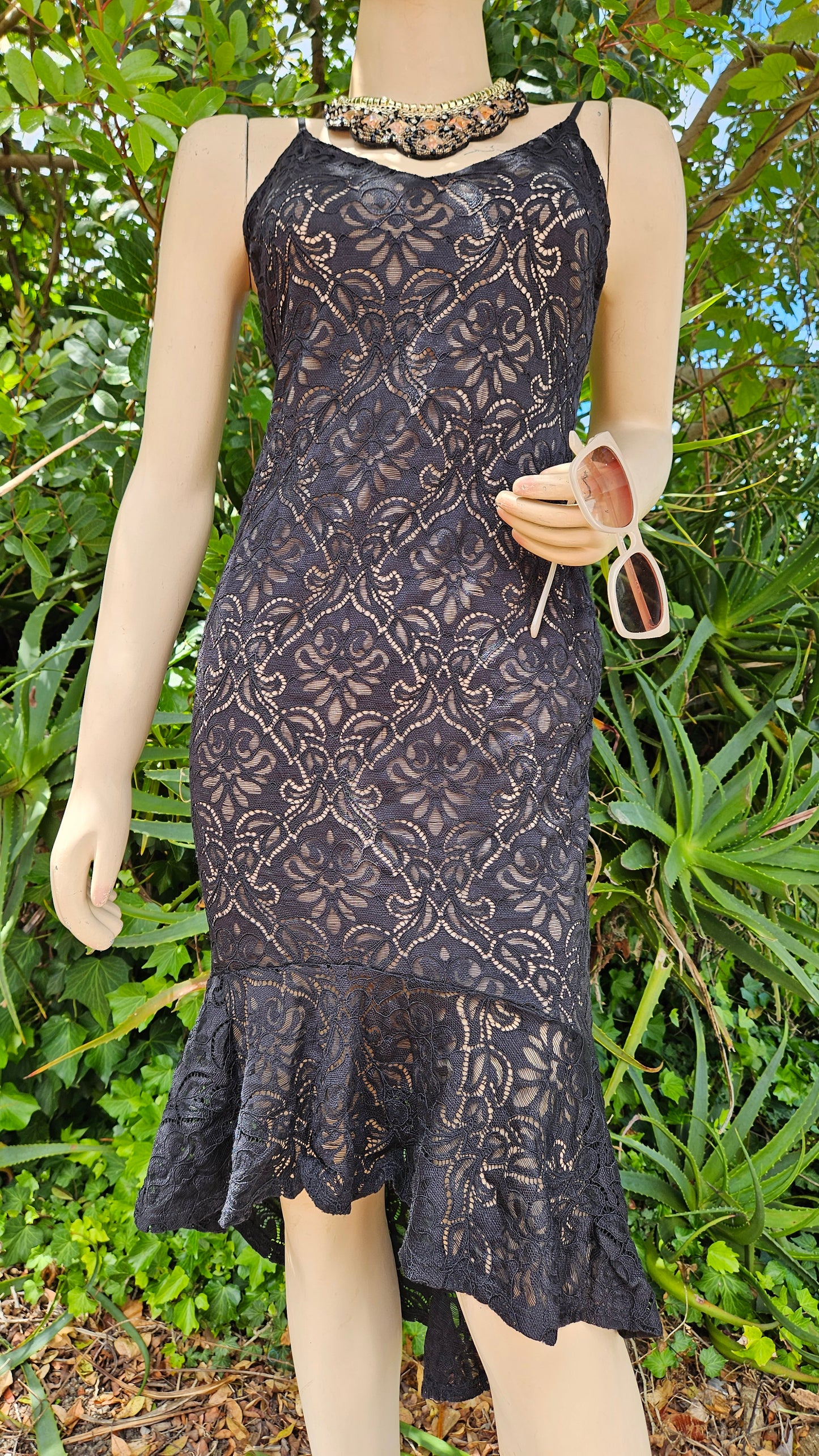 Lovely Guess black lace dress Preloved dress Black and nude