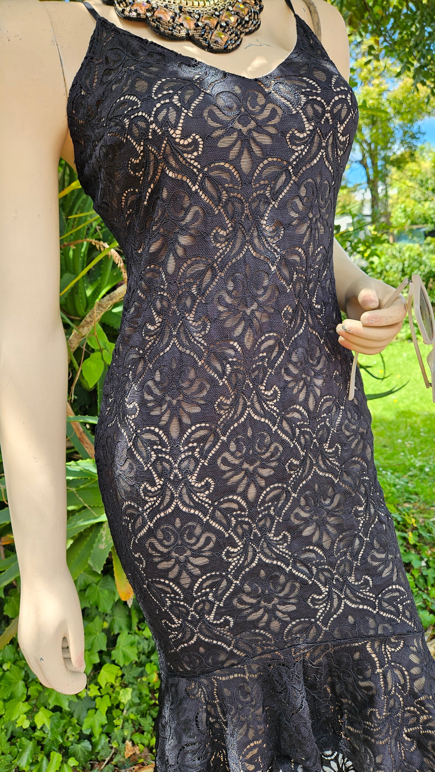 Lovely Guess black lace dress Preloved dress Black and nude