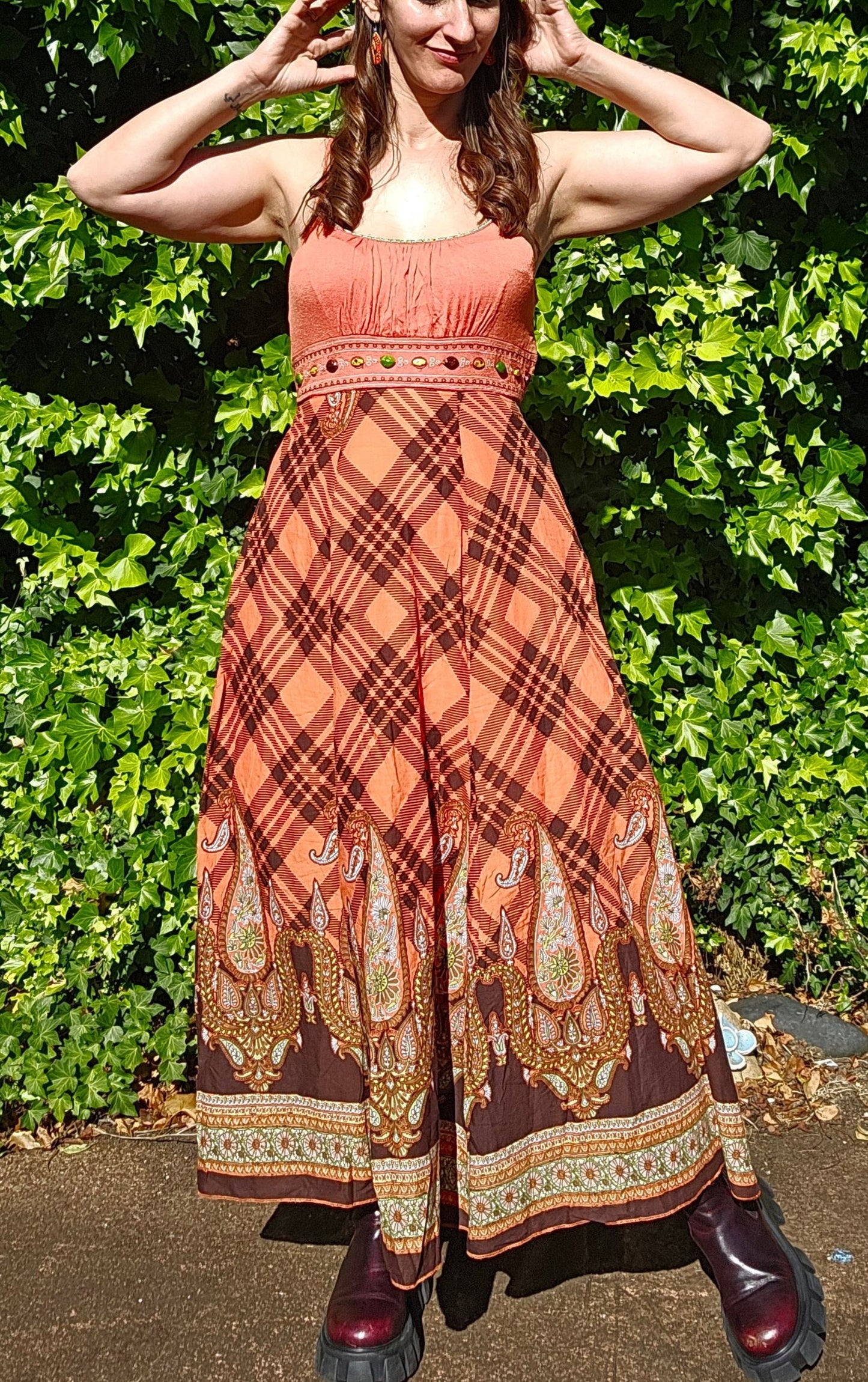 Bohemian plaid Dress - Preloved Dress