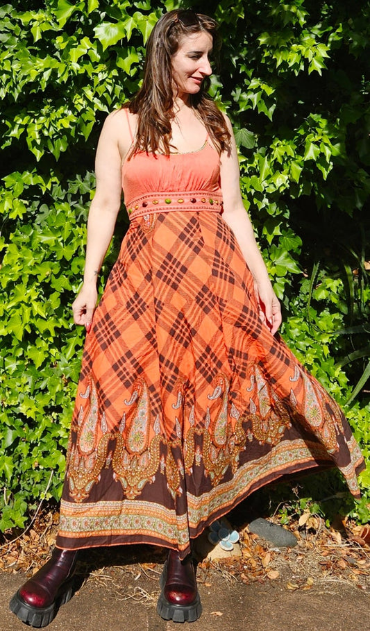 beautiful preloved dress bohemian plaid dress