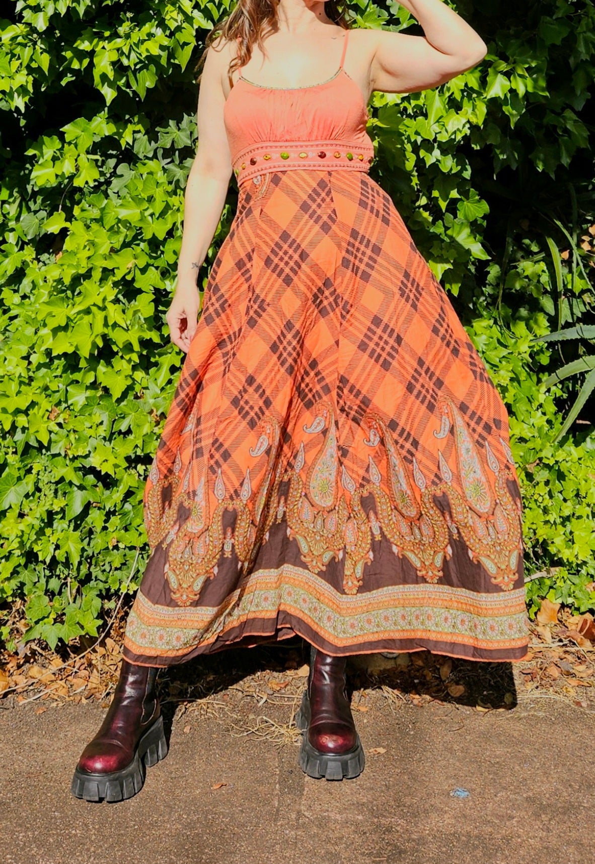 Bohemian plaid Dress - Preloved Dress