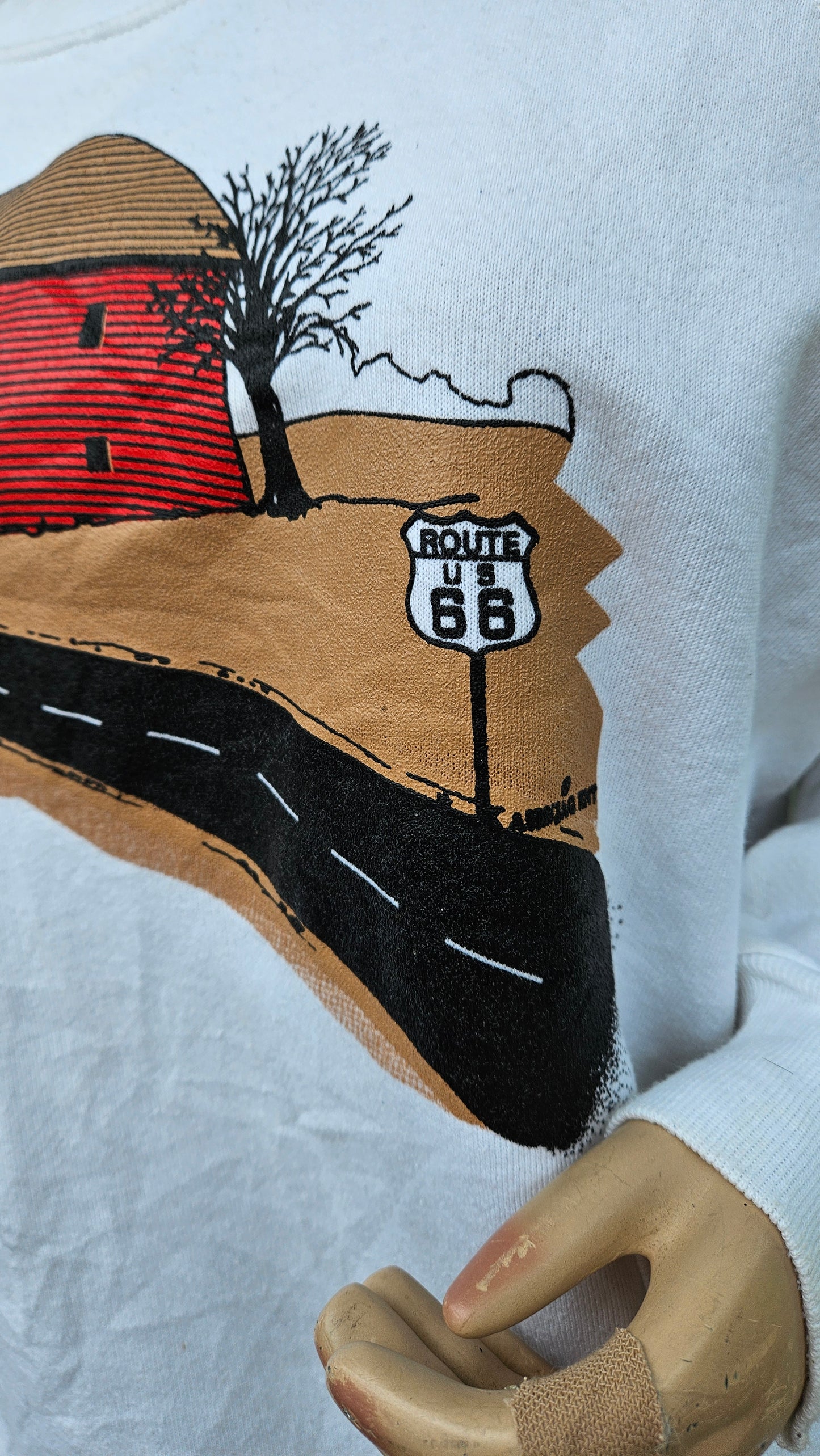 Size XXL Vintage 80s Route 66 American sweater Textured crewneck pullover Sweater - crewneck top