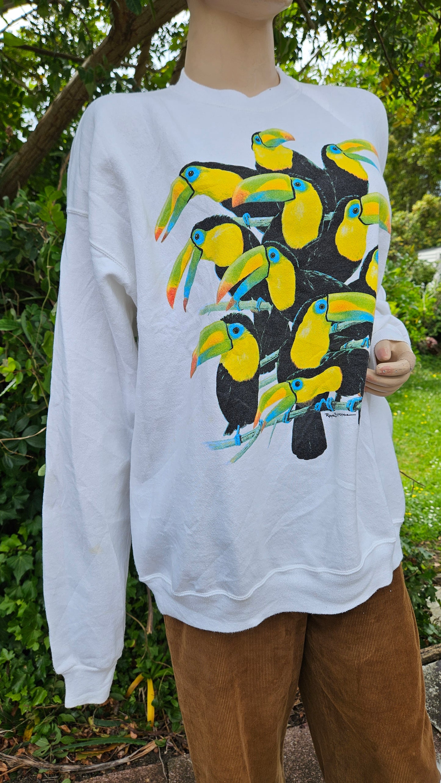 Size XXL Vintage 80s Parrots American sweater crewneck pullover Sweater - crewneck top