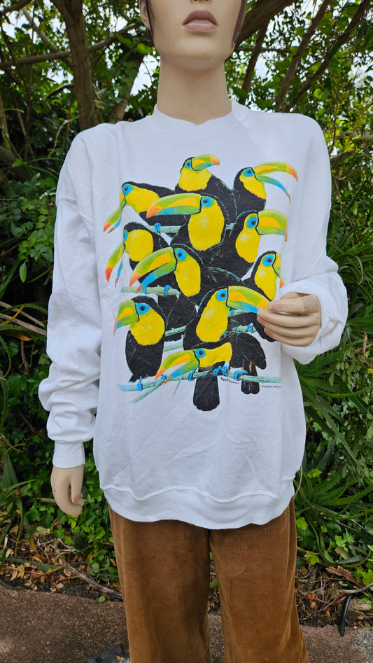 Size XXL Vintage 80s Parrots American sweater crewneck pullover Sweater - crewneck top