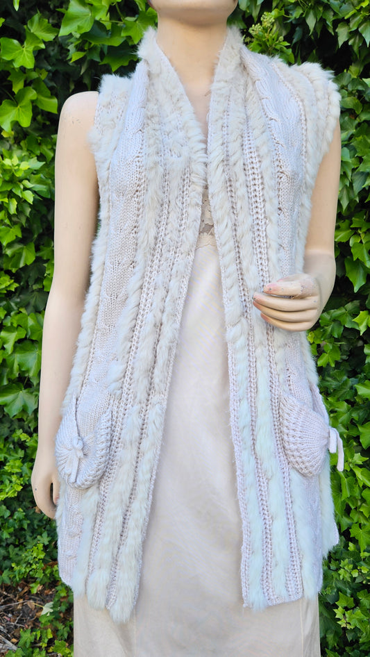 Beige bohemian Crochet vest Womens Crochet Knit