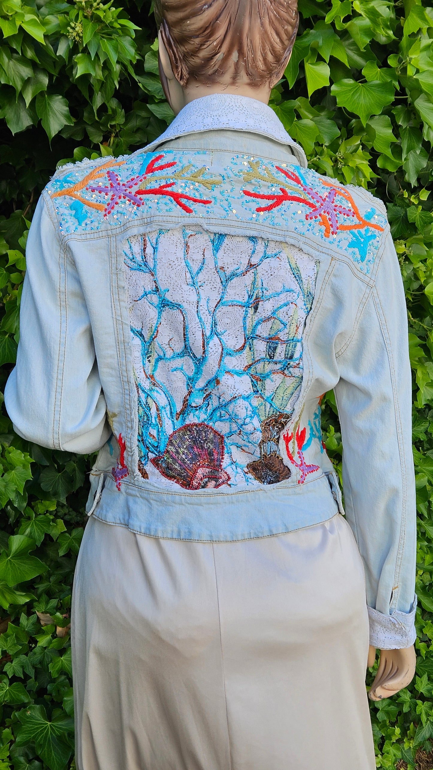 Unique Bohemian vintage Denim jacket with embroidery