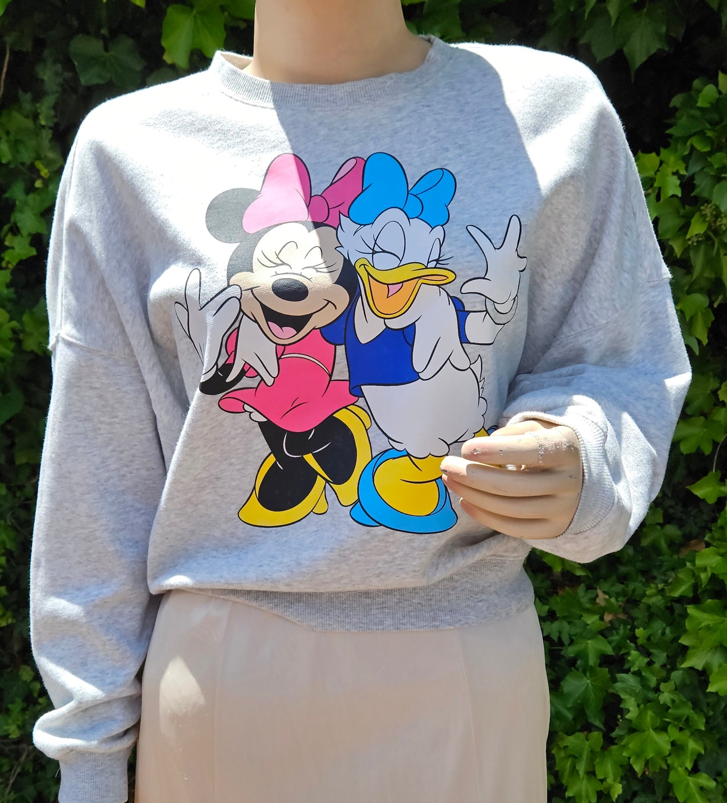 Disney Women's Grey Sweatshirt Preloved Disney Top - swater size L Disney crewneck top