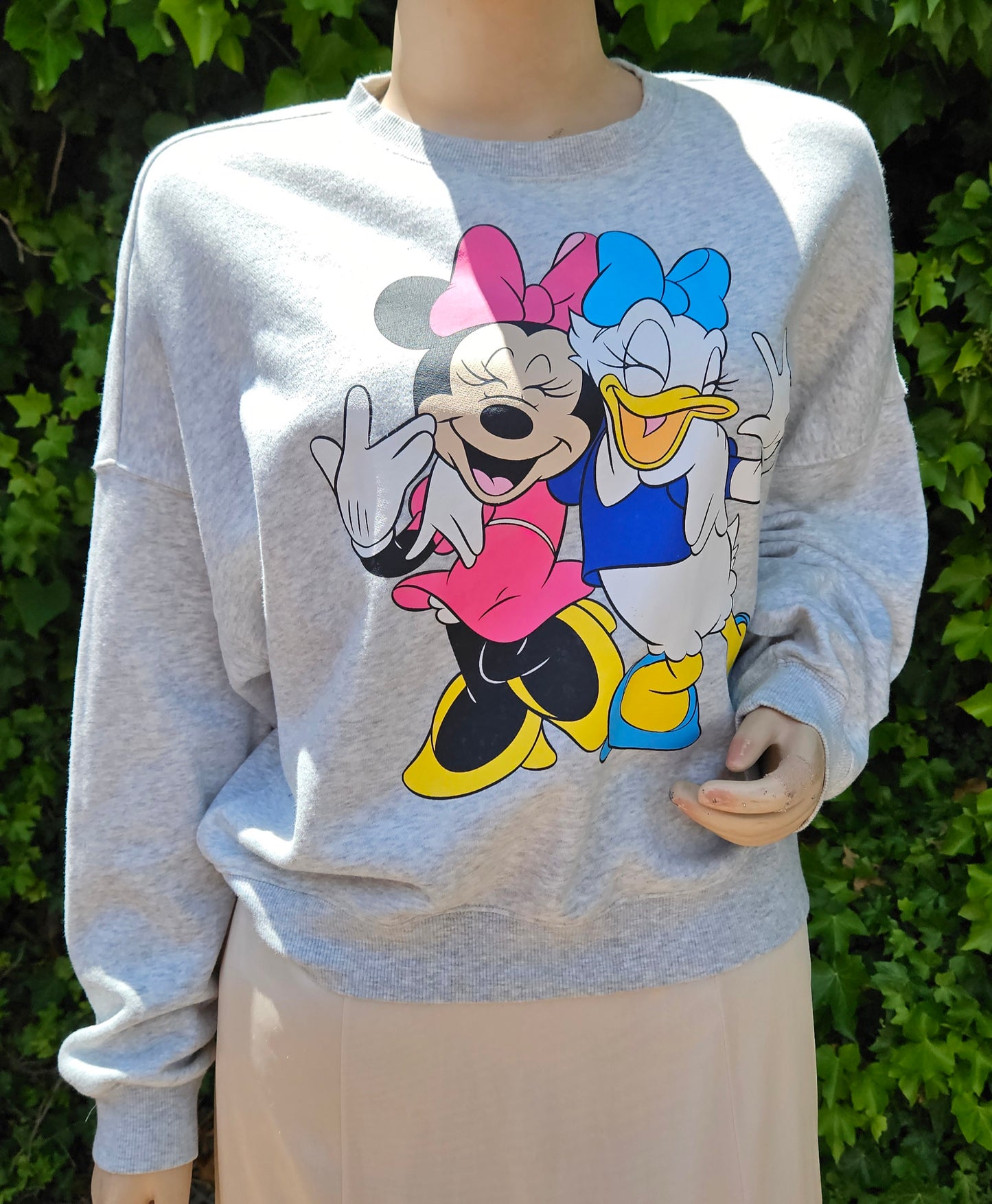 Disney Women's Grey Sweatshirt Preloved Disney Top - swater size L Disney crewneck top