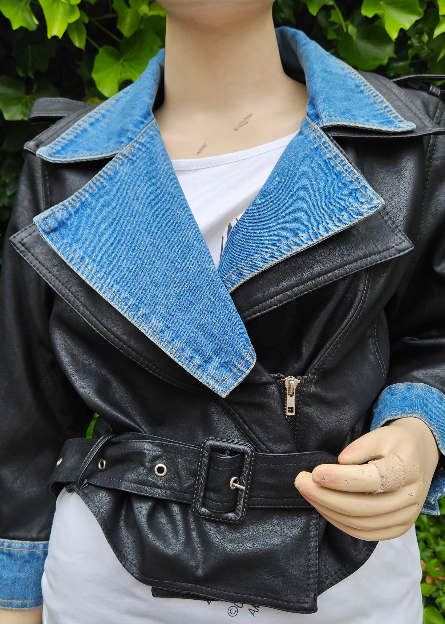 Gorgeous Double Collar Leather - Demin Jacket