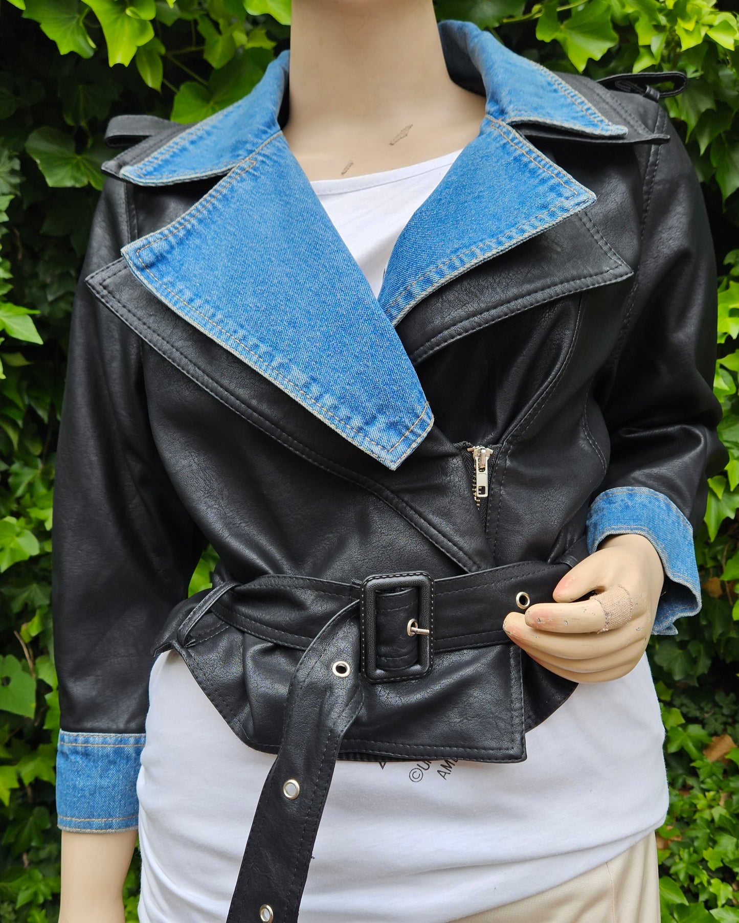 Gorgeous Double Collar Leather - Demin Jacket