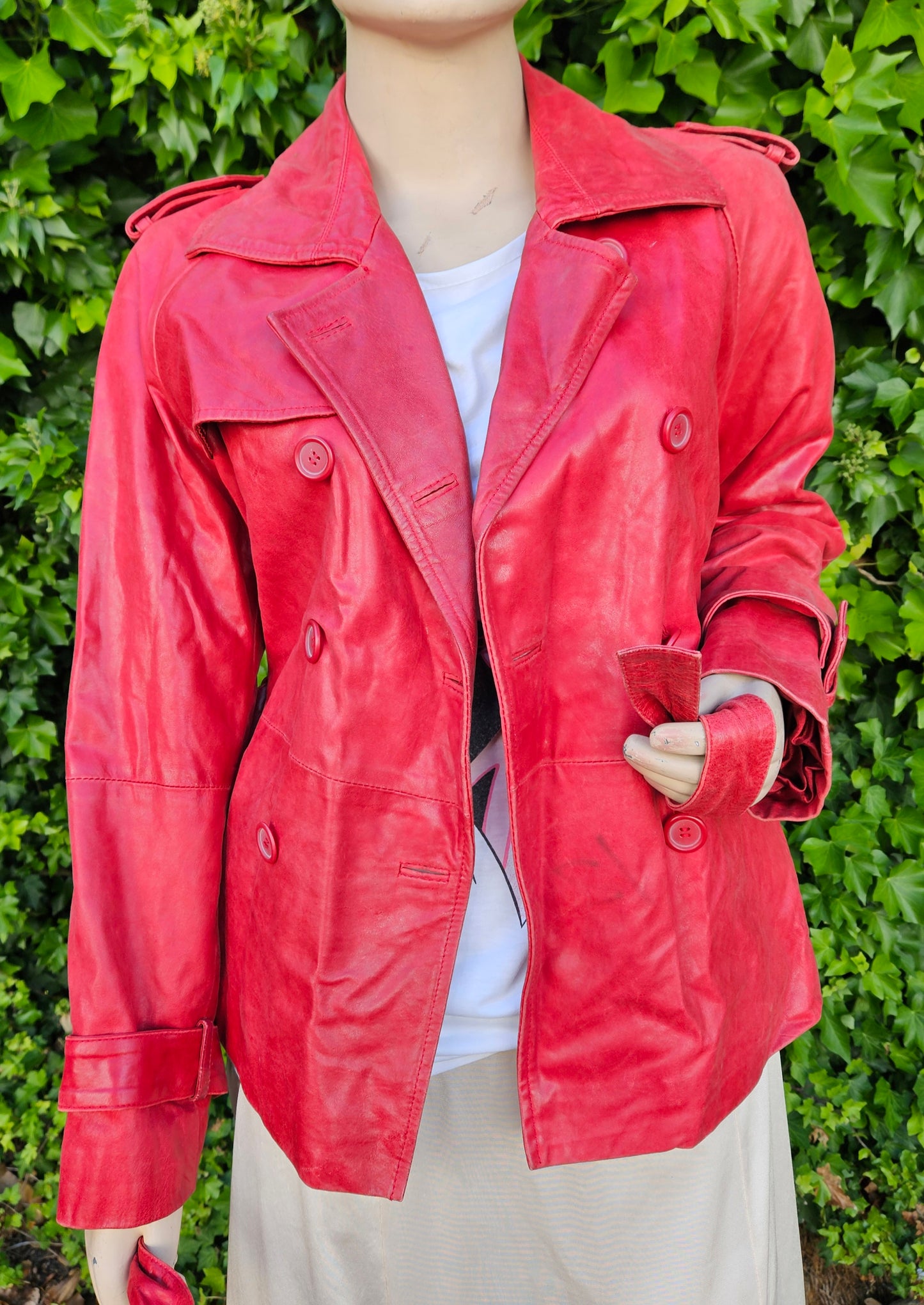 Woolworths Red skin Leather Jacket - Preloved Jacket Size 12