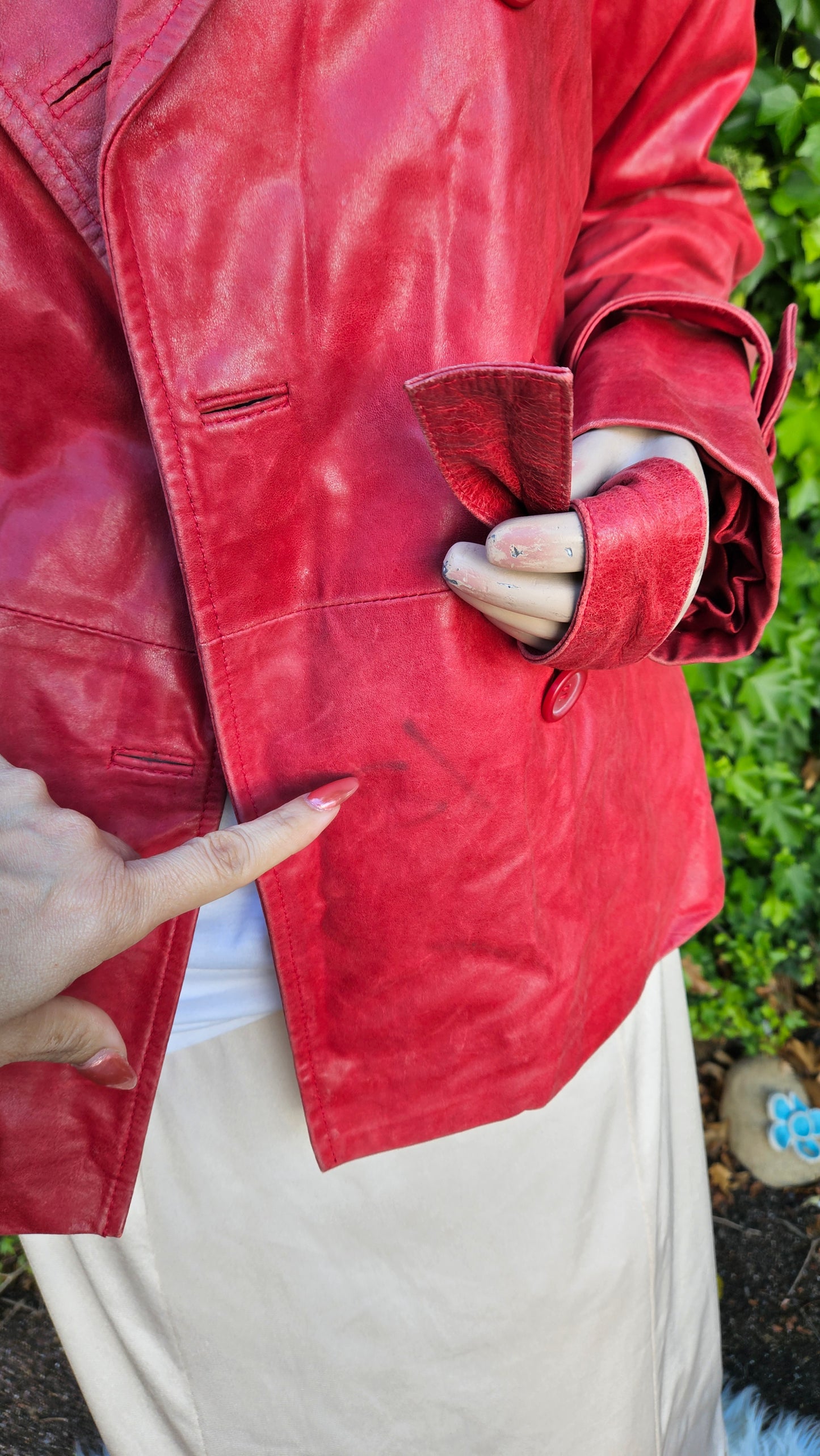 Woolworths Red skin Leather Jacket - Preloved Jacket Size 12