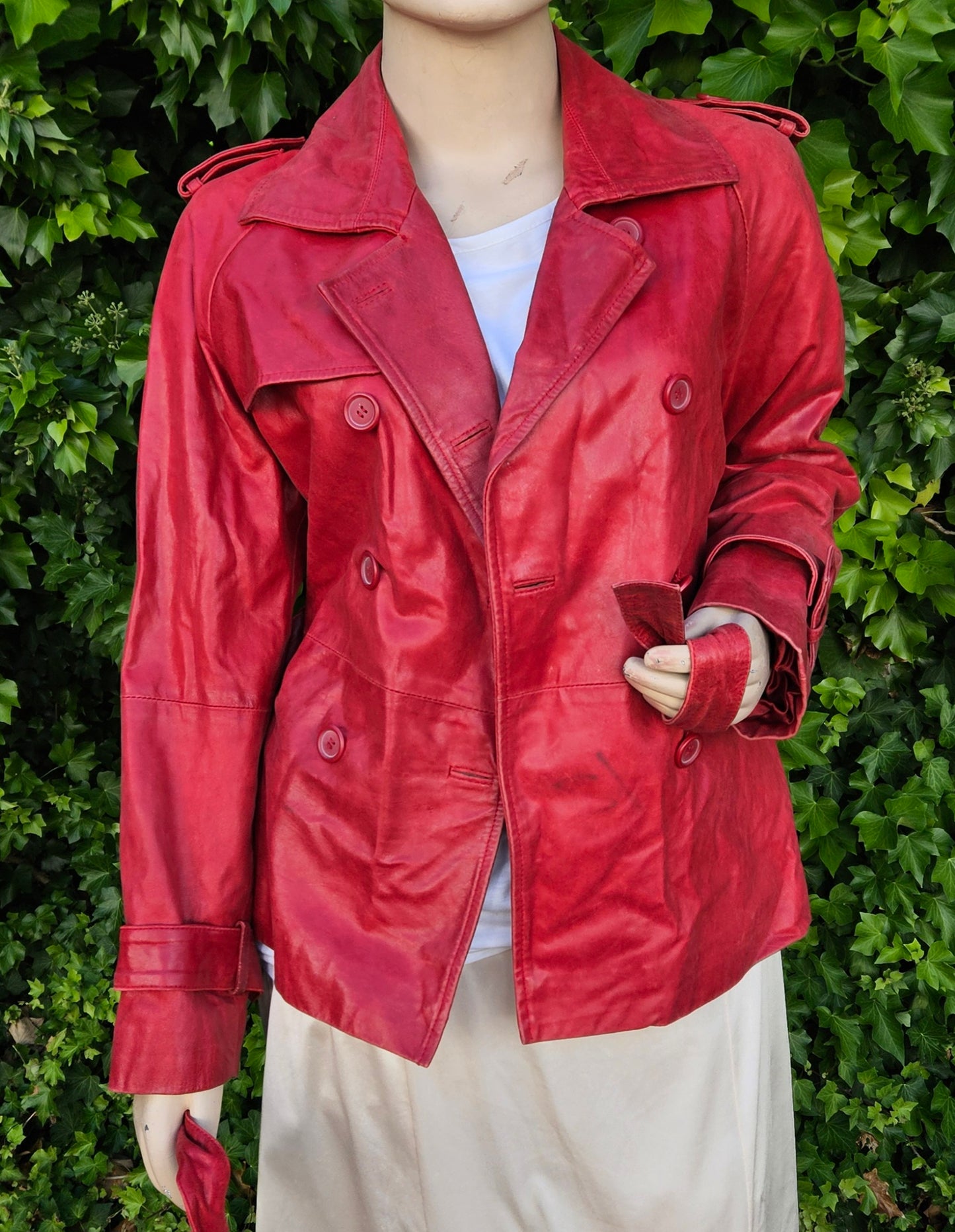 Woolworths Red skin Leather Jacket - Preloved Jacket Size 12