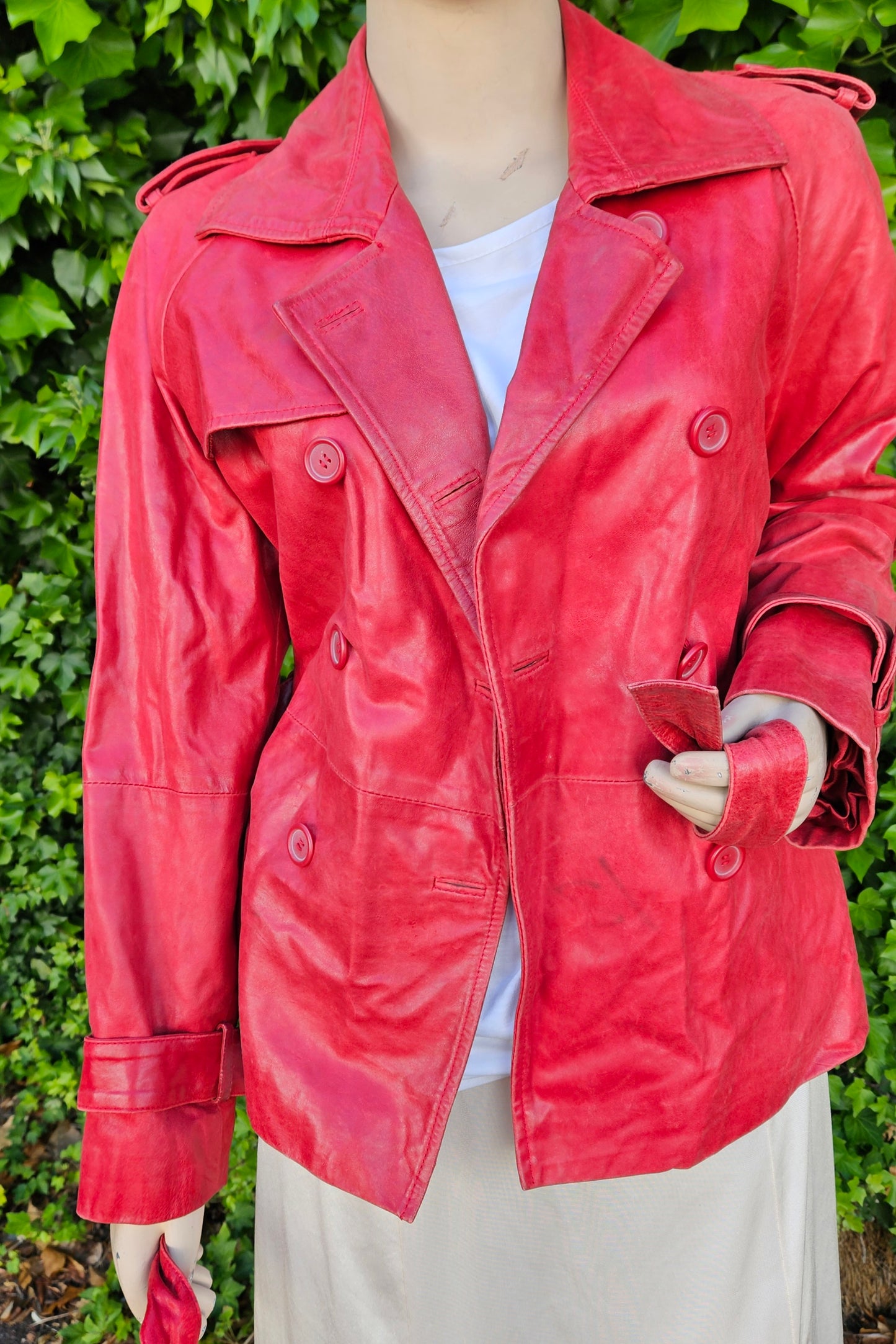 Woolworths Red skin Leather Jacket - Preloved Jacket Size 12