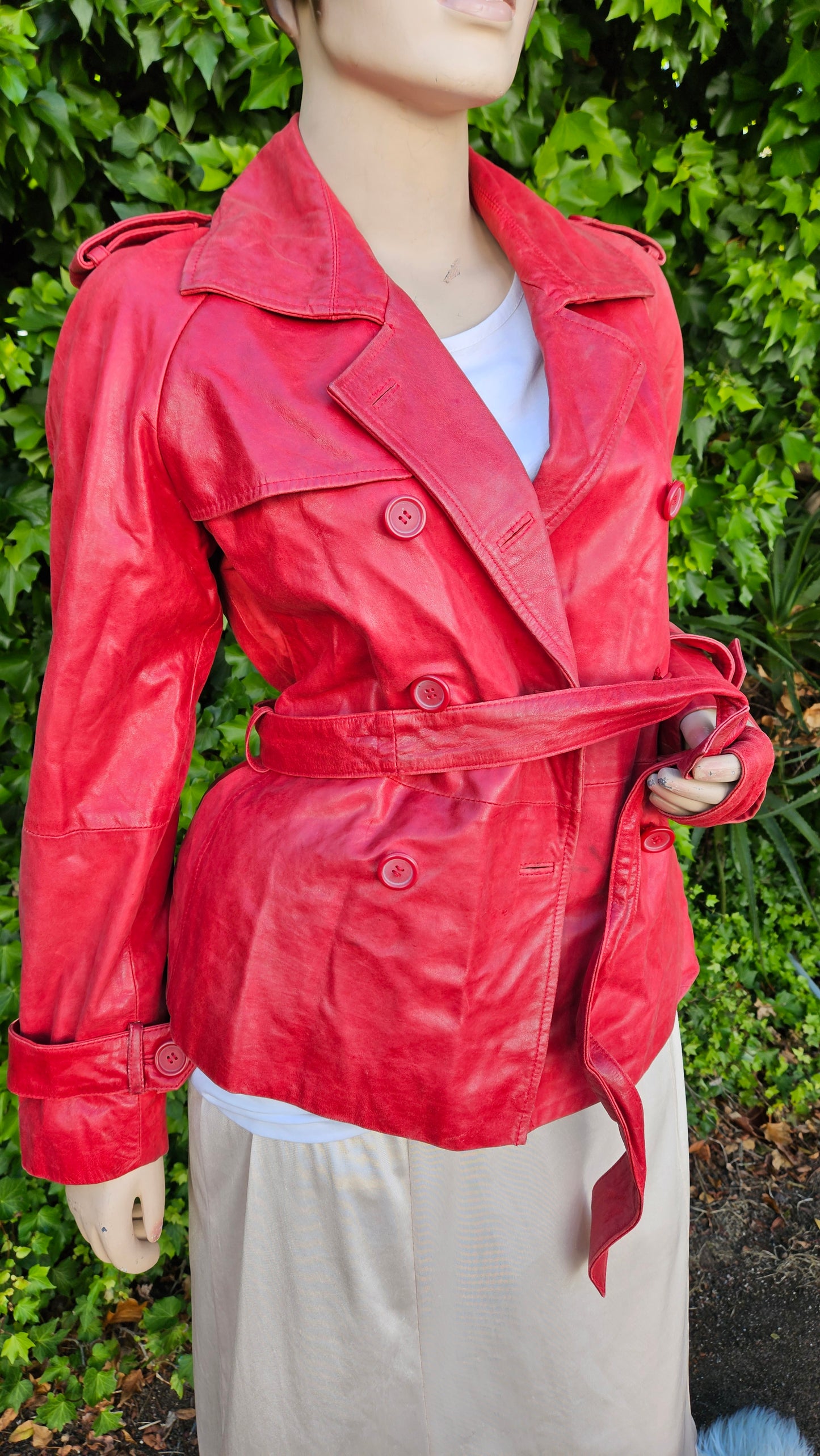 Woolworths Red skin Leather Jacket - Preloved Jacket Size 12