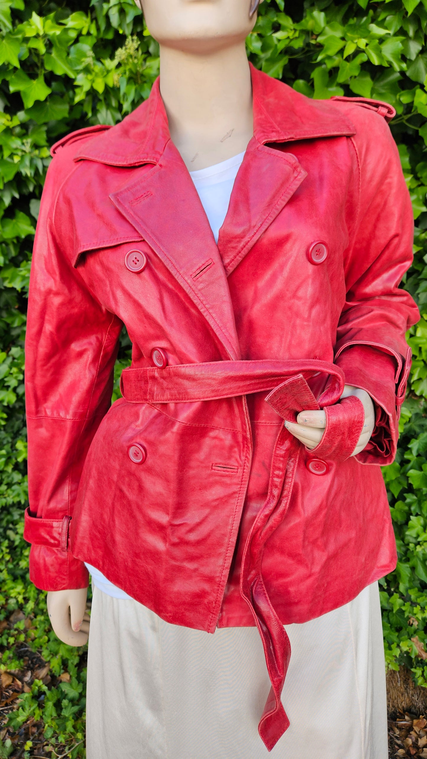 Woolworths Red skin Leather Jacket - Preloved Jacket Size 12