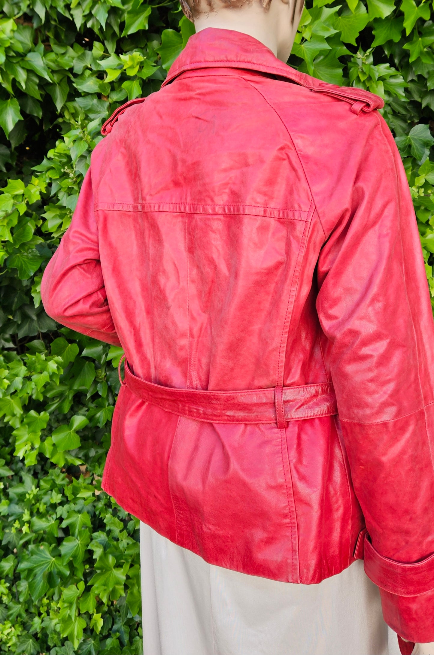 Woolworths Red skin Leather Jacket - Preloved Jacket Size 12