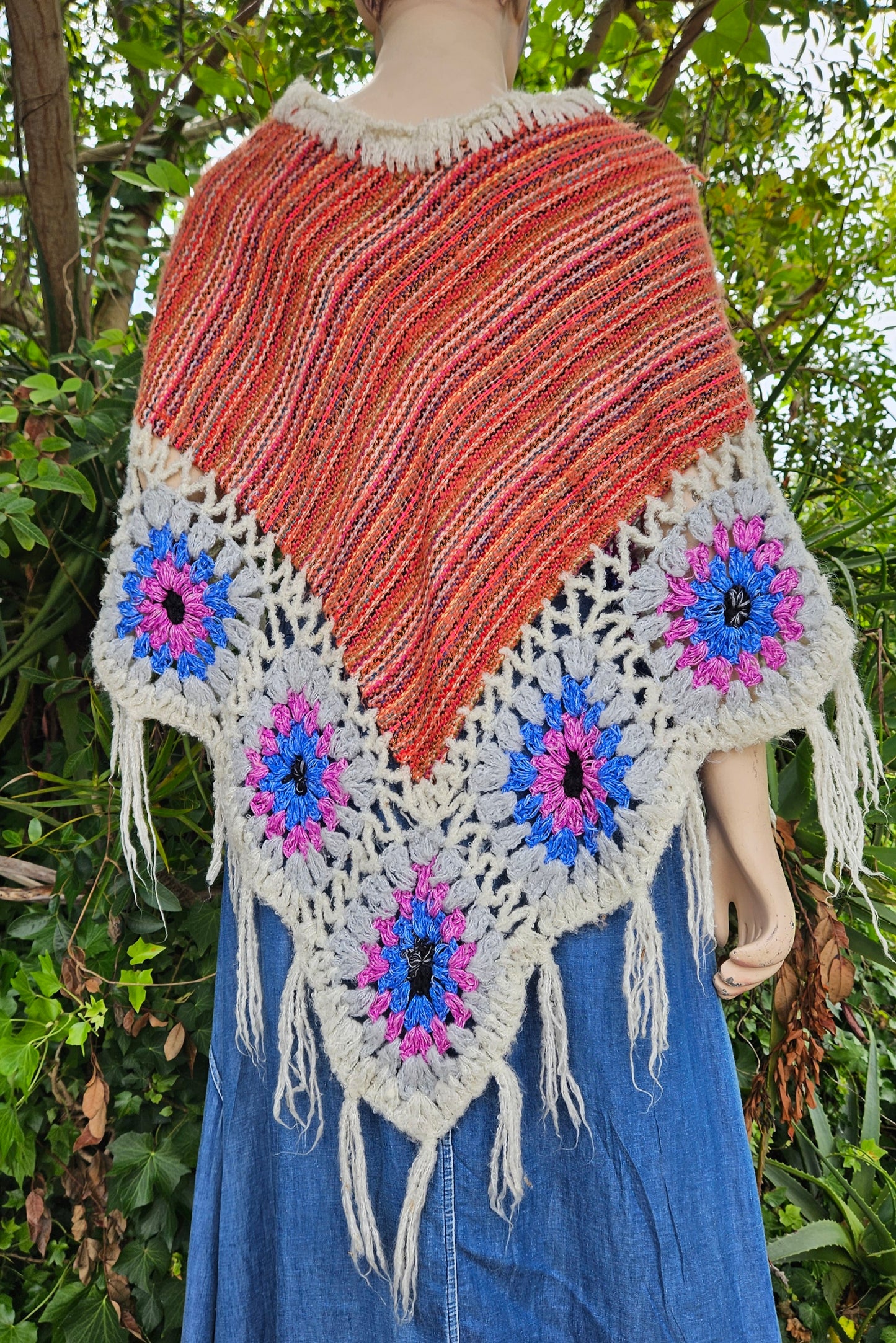 Hippie poncho - knit Poncho top Bohemian style - crochet top